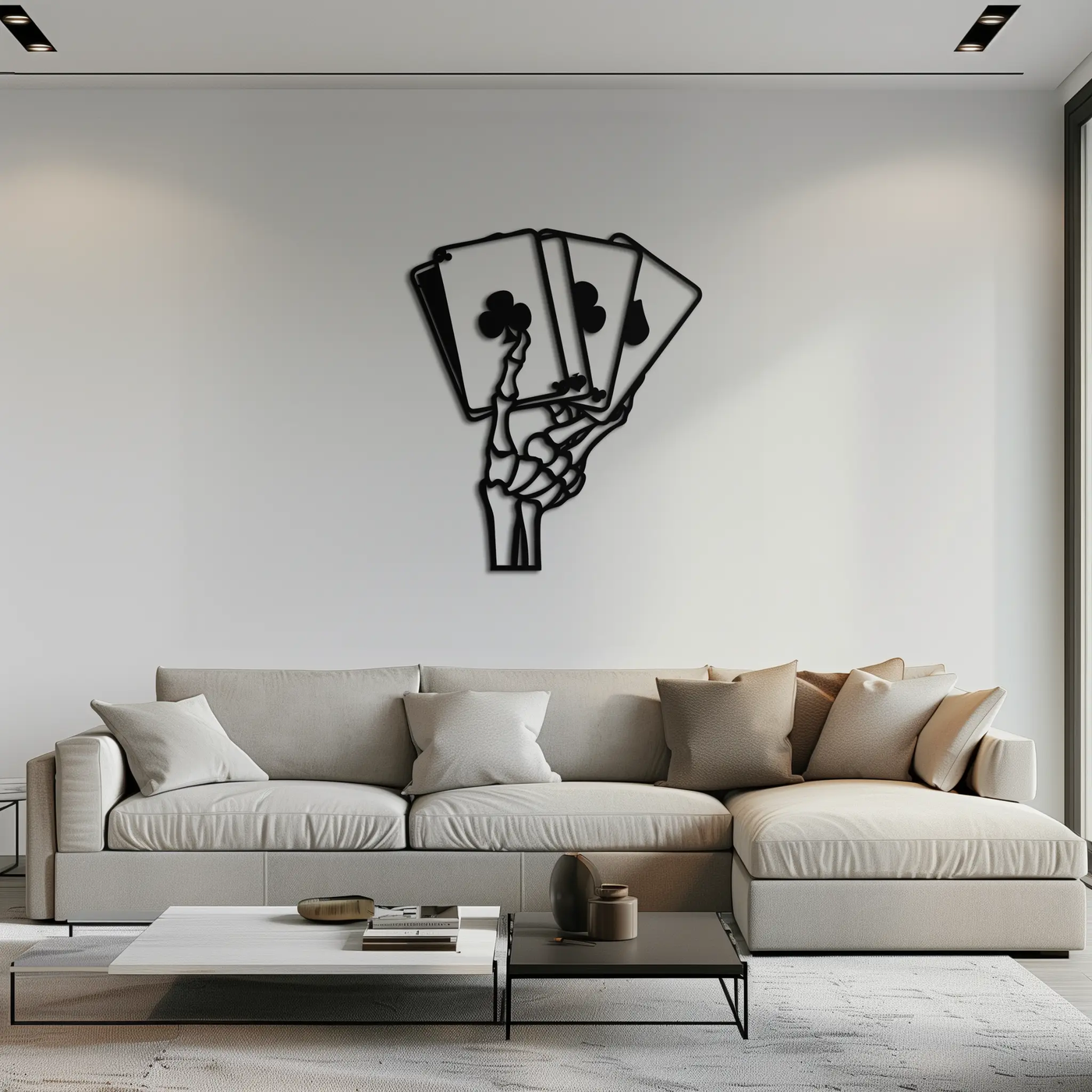 Skeleton Hand Holding Playing Cards Metal Wall Art – Gothic Poker Room Decor-KAF614 by Enova Art