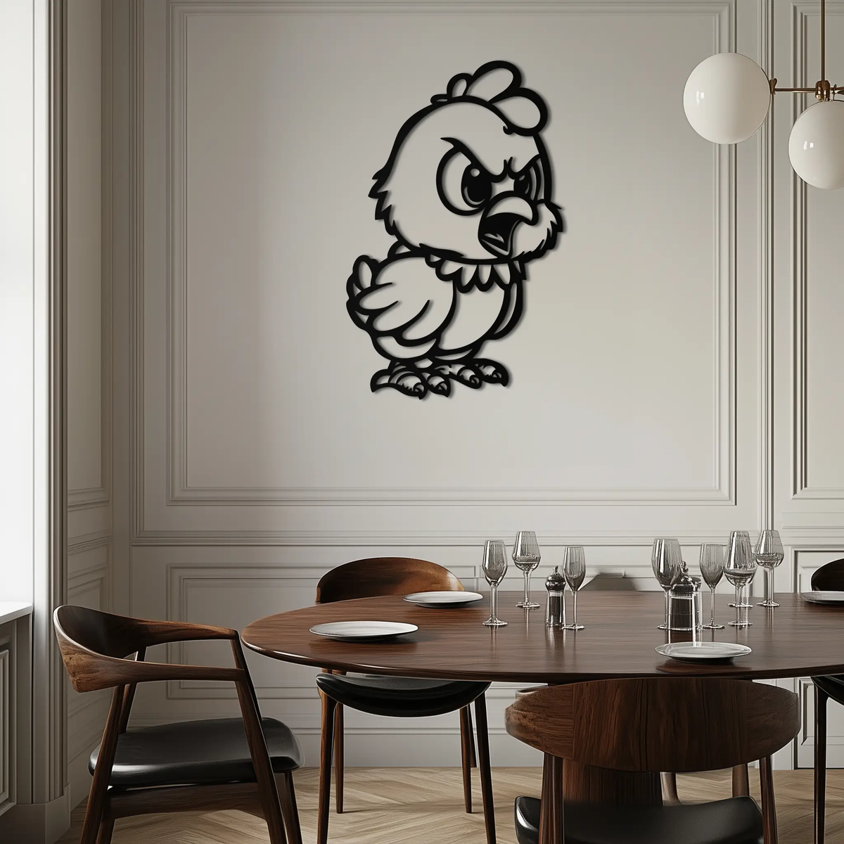 Angry Chick Metal Wall Art – Cartoon Chicken Silhouette Wall Decor-KAF618 by Enova Art