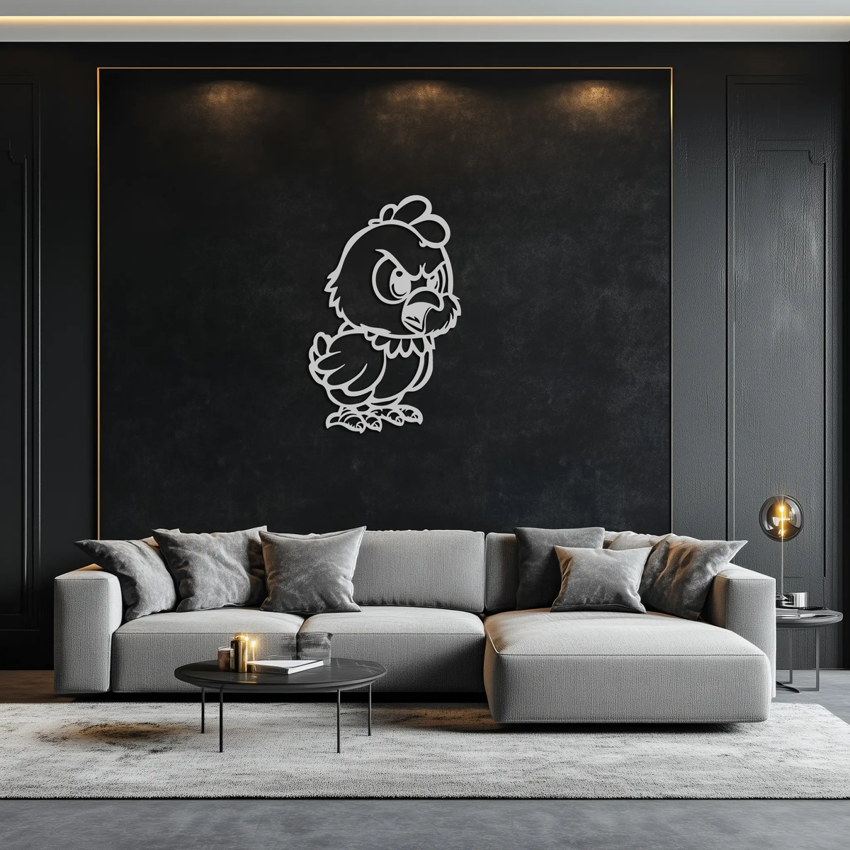 Angry Chick Metal Wall Art – Cartoon Chicken Silhouette Wall Decor-KAF618 by Enova Art