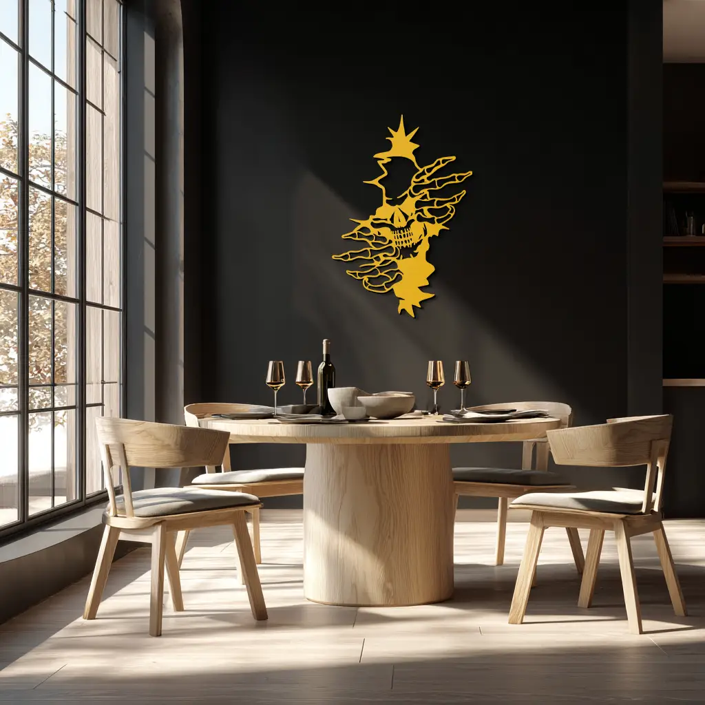 Skeleton Hands and Skull Metal Wall Art – Ripped Wall Horror Decor-KAF619 by Enova Art