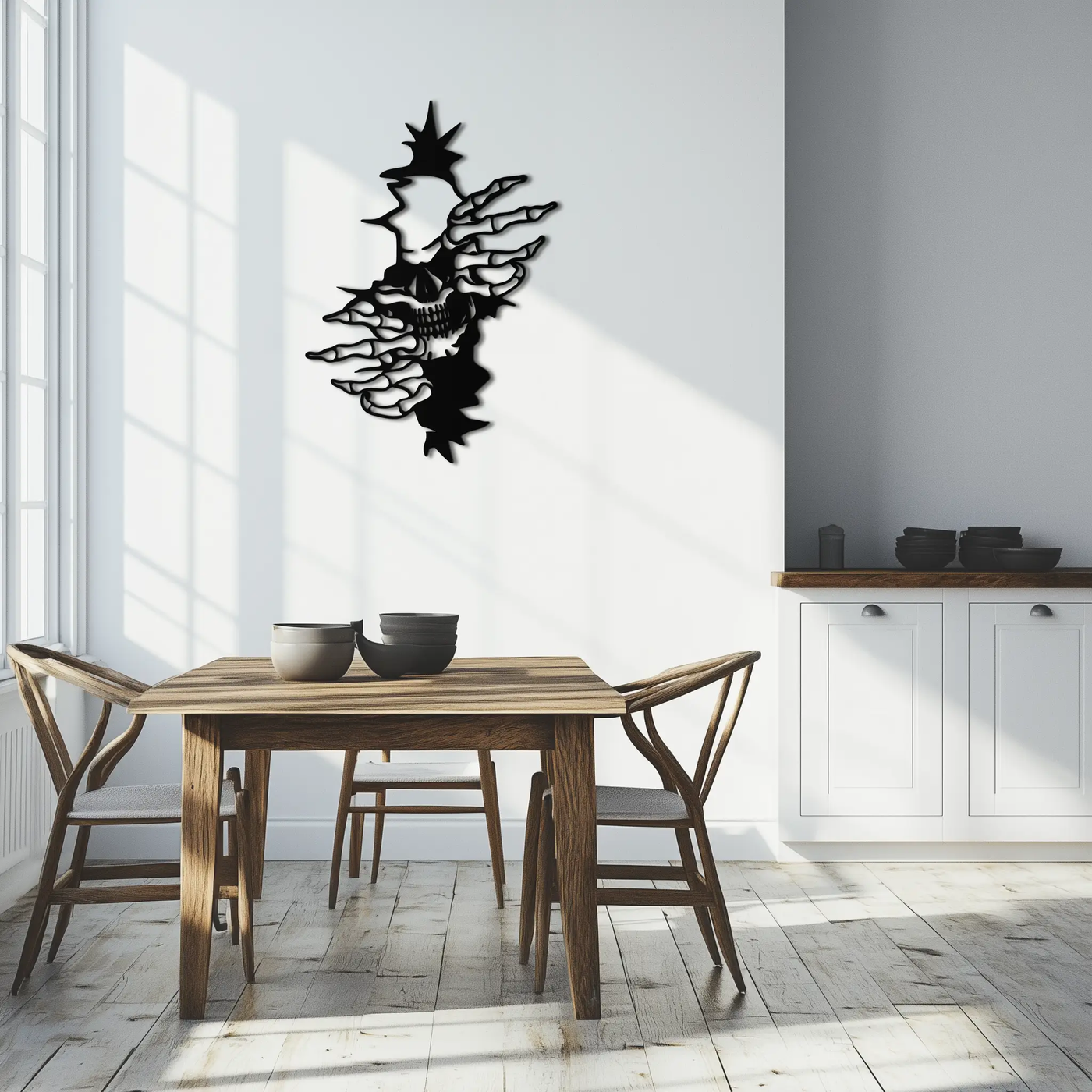 Skeleton Hands and Skull Metal Wall Art – Ripped Wall Horror Decor-KAF619 by Enova Art