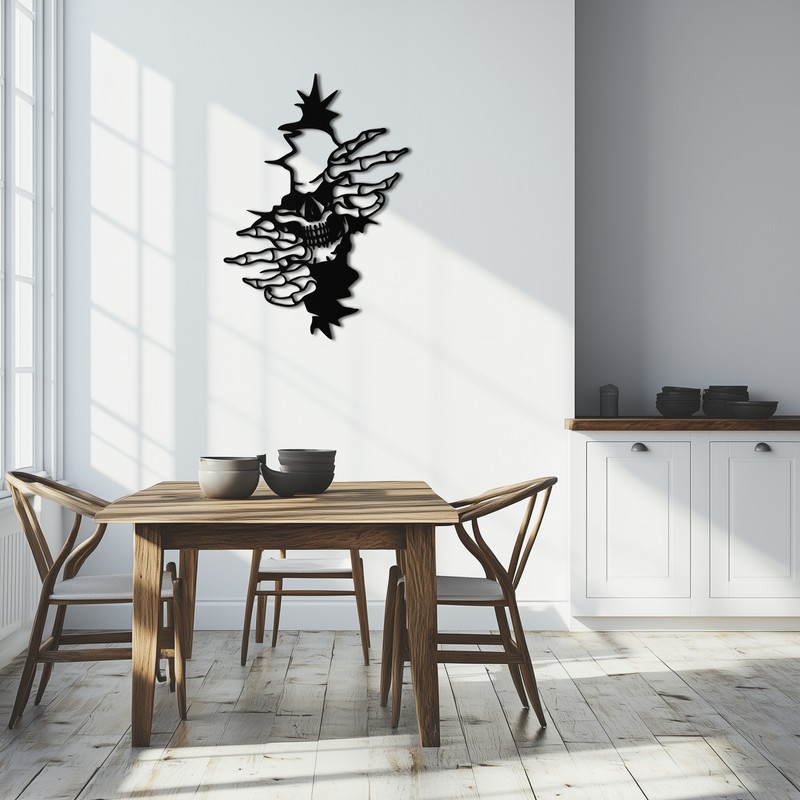 Skeleton Hands and Skull Metal Wall Art – Ripped Wall Horror Decor-KAF619 by Enova Art