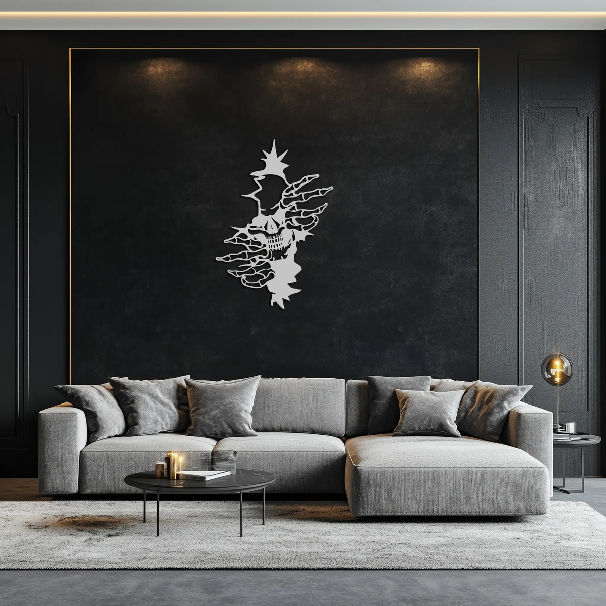 Skeleton Hands and Skull Metal Wall Art – Ripped Wall Horror Decor-KAF619 by Enova Art