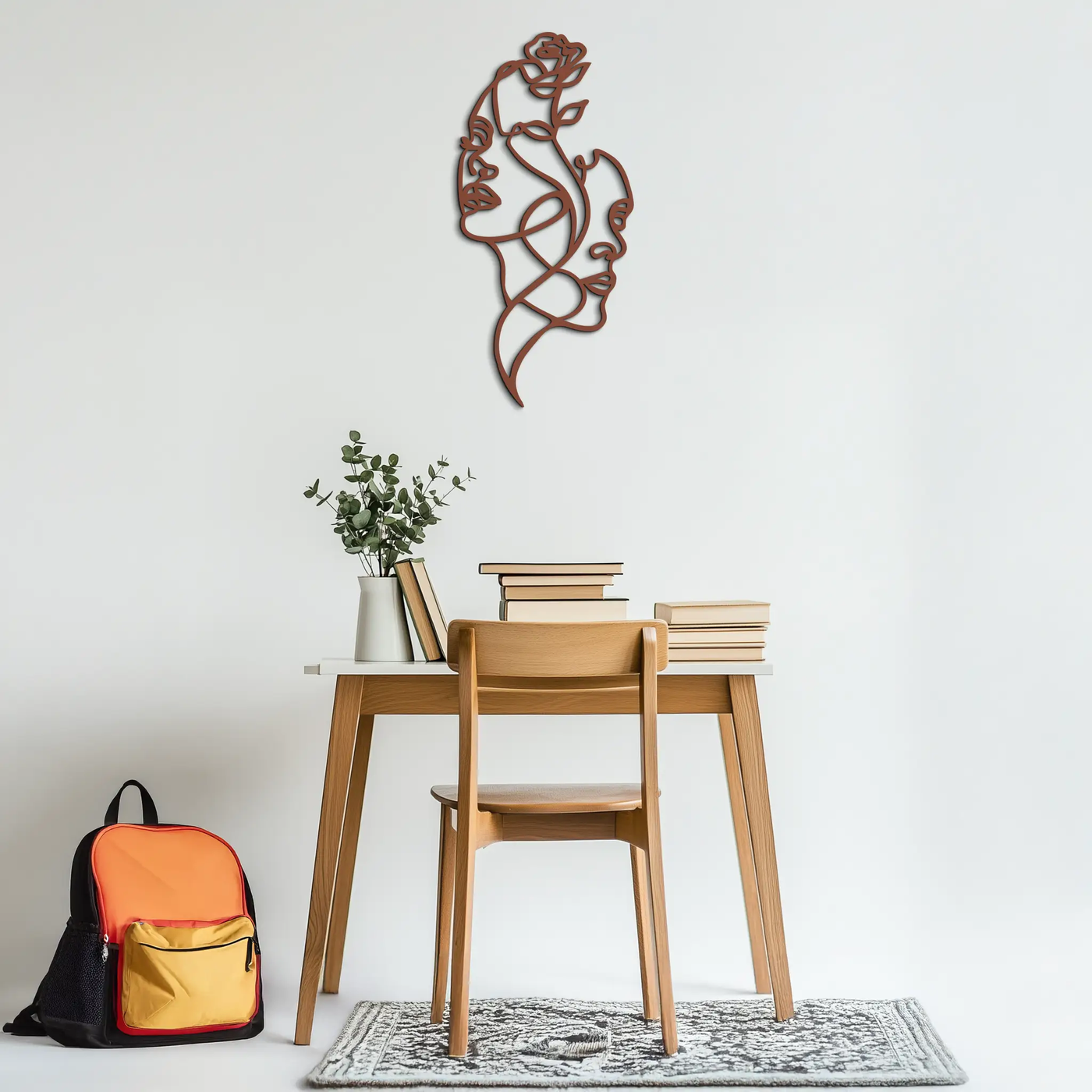 Abstract Line Art Woman Faces Metal Wall Art – Modern Minimalist Home Decor-KAF620 by Enova Art