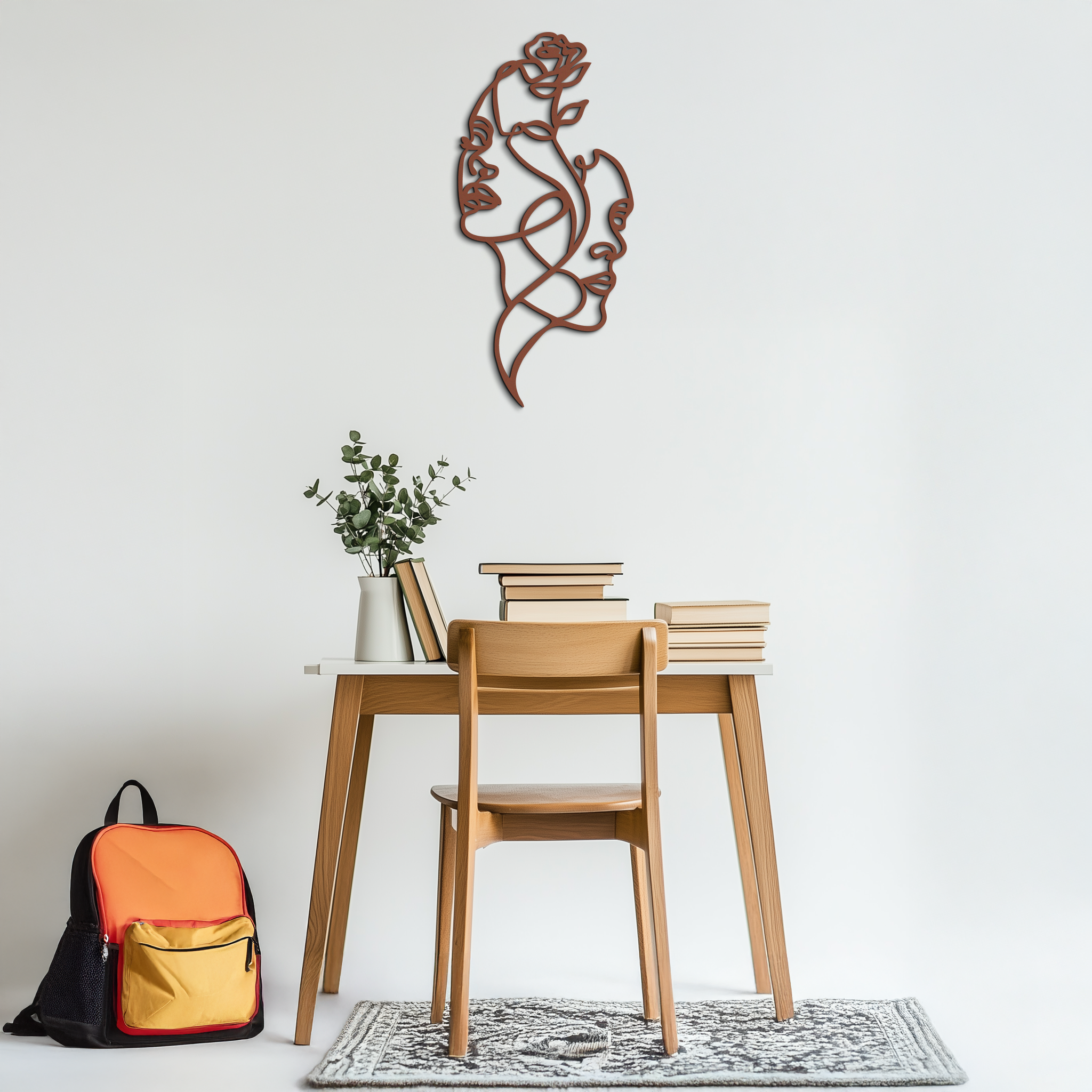 Abstract Line Art Woman Faces Metal Wall Art – Modern Minimalist Home Decor-KAF620 by Enova Art