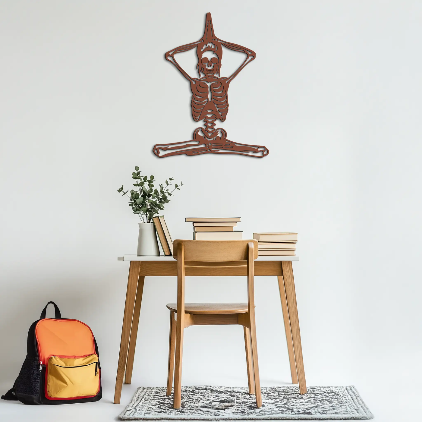 Skeleton Yoga Pose Metal Wall Art – Gothic Meditation Decor for Yoga Lovers- KAF621 by Enova Art