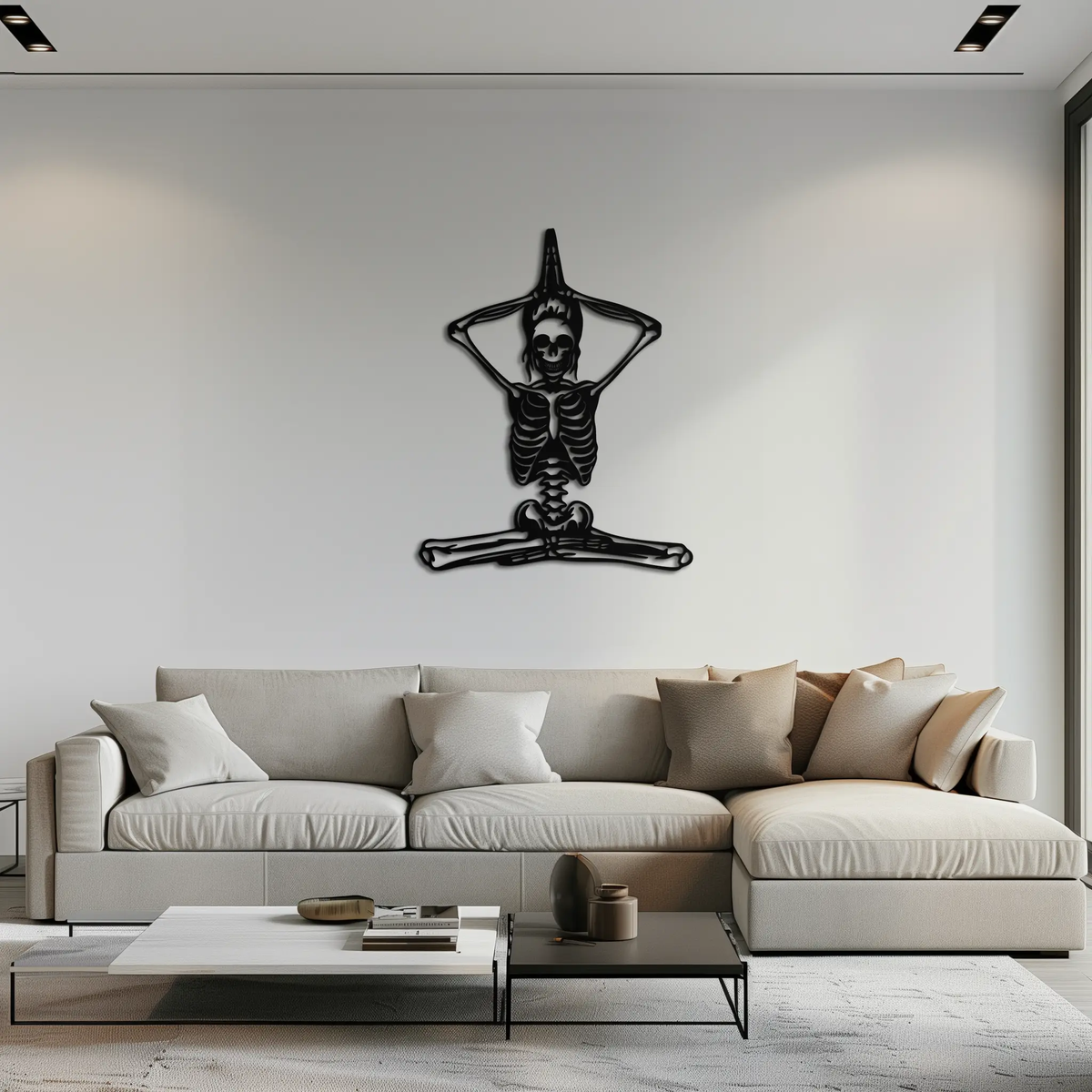 Skeleton Yoga Pose Metal Wall Art – Gothic Meditation Decor for Yoga Lovers- KAF621 by Enova Art