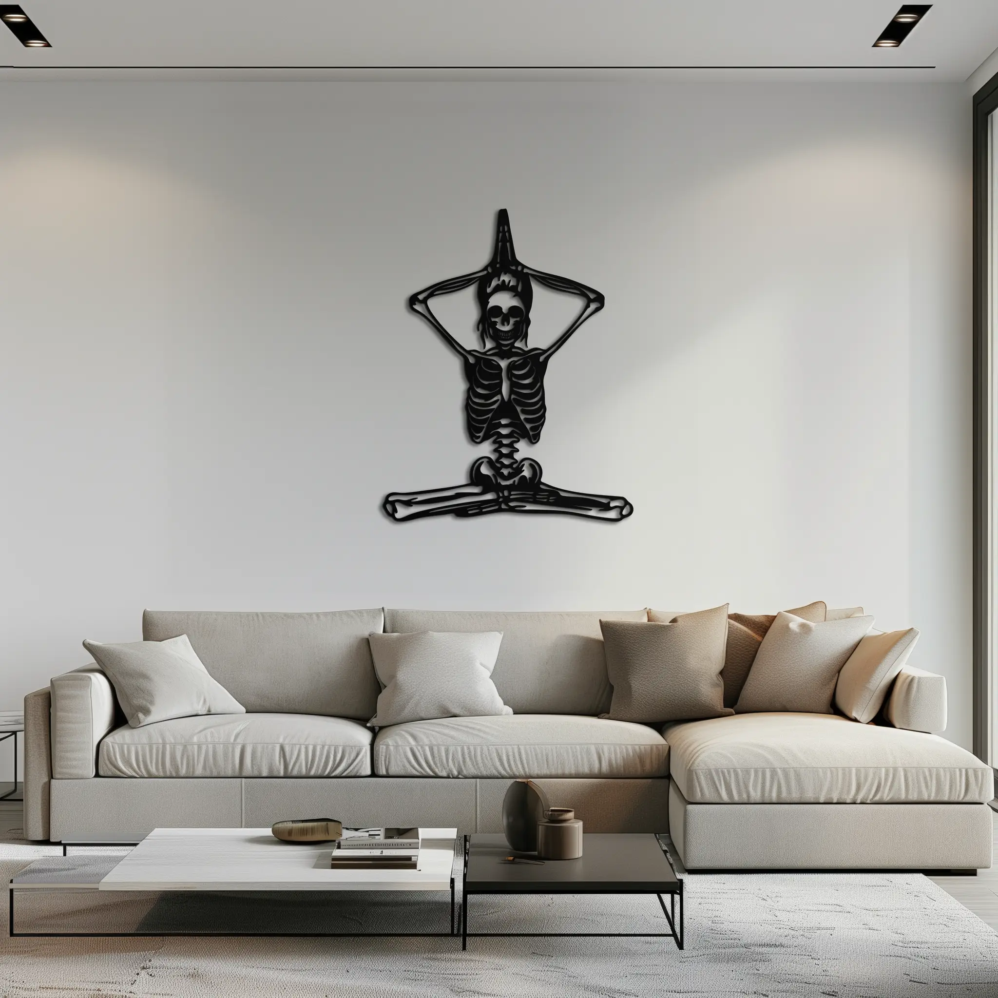 Skeleton Yoga Pose Metal Wall Art – Gothic Meditation Decor for Yoga Lovers- KAF621 by Enova Art