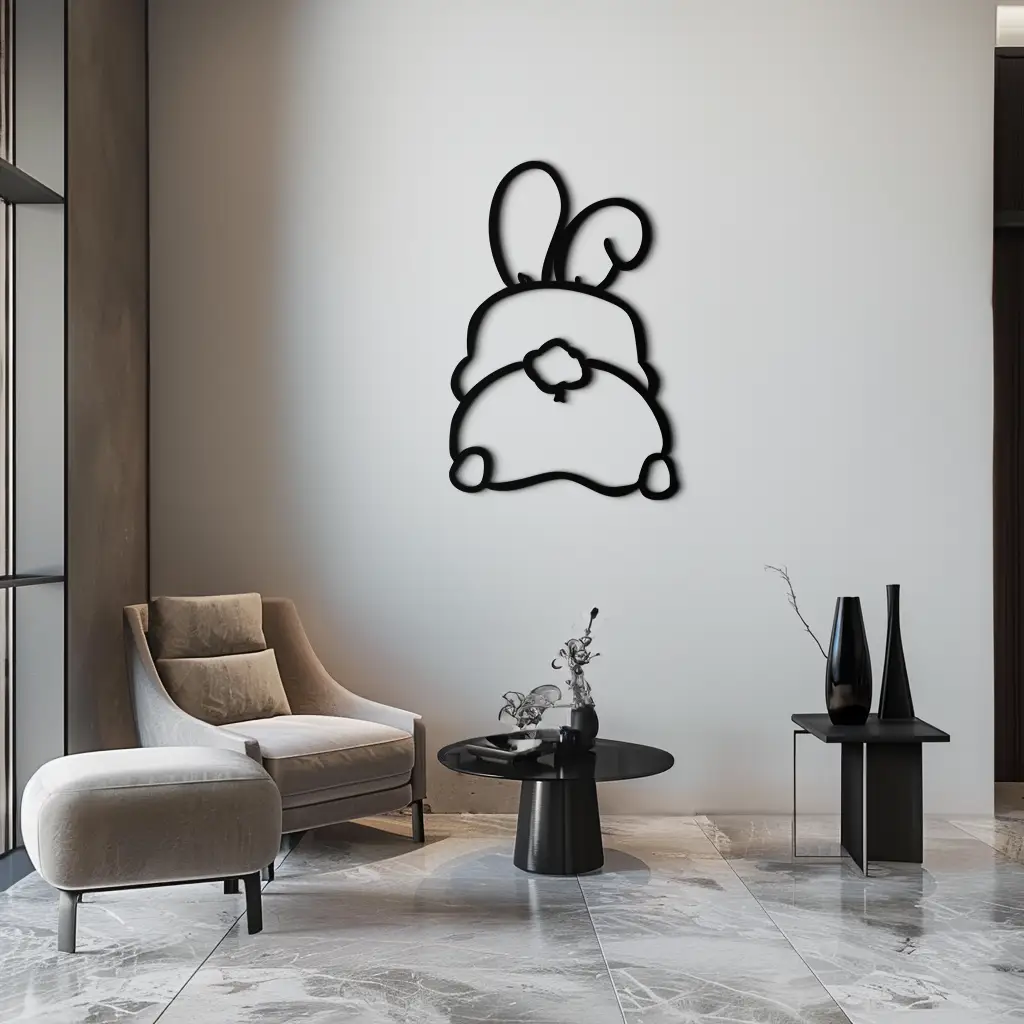 Funny Bunny Butt Metal Wall Art – Playful Easter Rabbit Decor- KAF622 by Enova Art