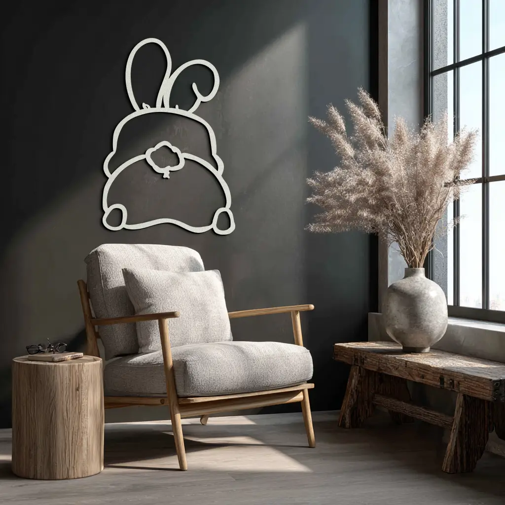 Funny Bunny Butt Metal Wall Art – Playful Easter Rabbit Decor- KAF622 by Enova Art