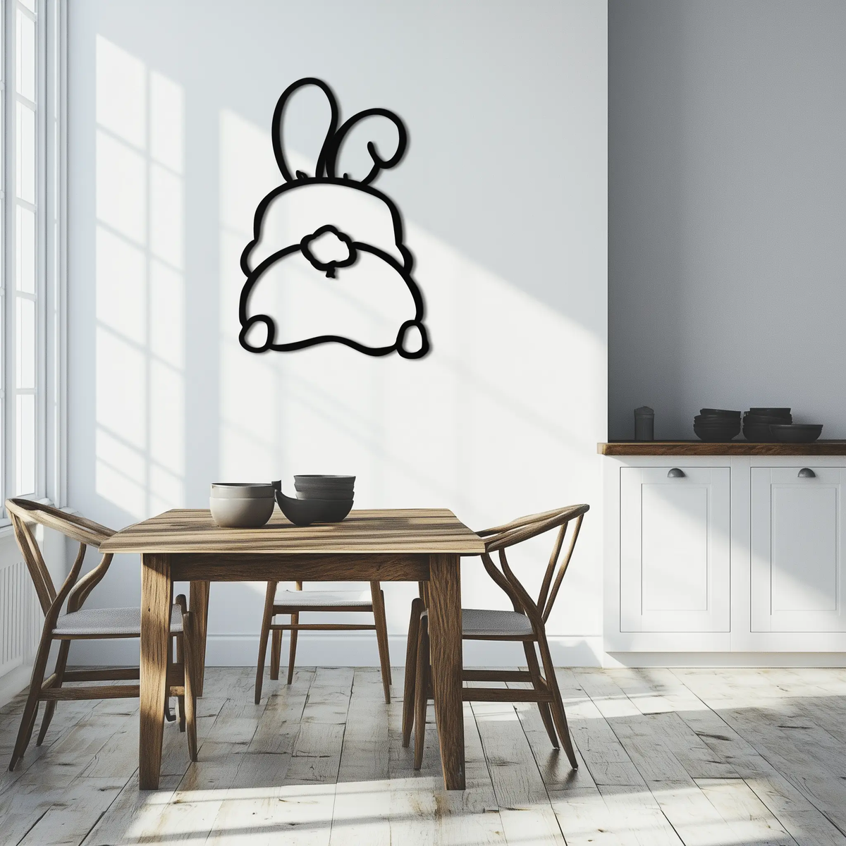 Funny Bunny Butt Metal Wall Art – Playful Easter Rabbit Decor- KAF622 by Enova Art