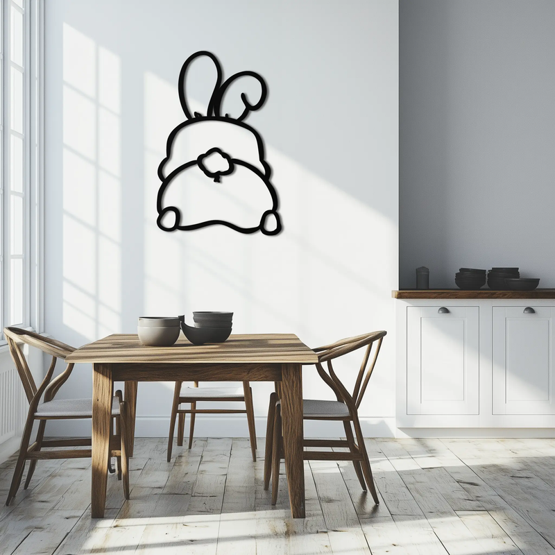 Funny Bunny Butt Metal Wall Art – Playful Easter Rabbit Decor- KAF622 by Enova Art