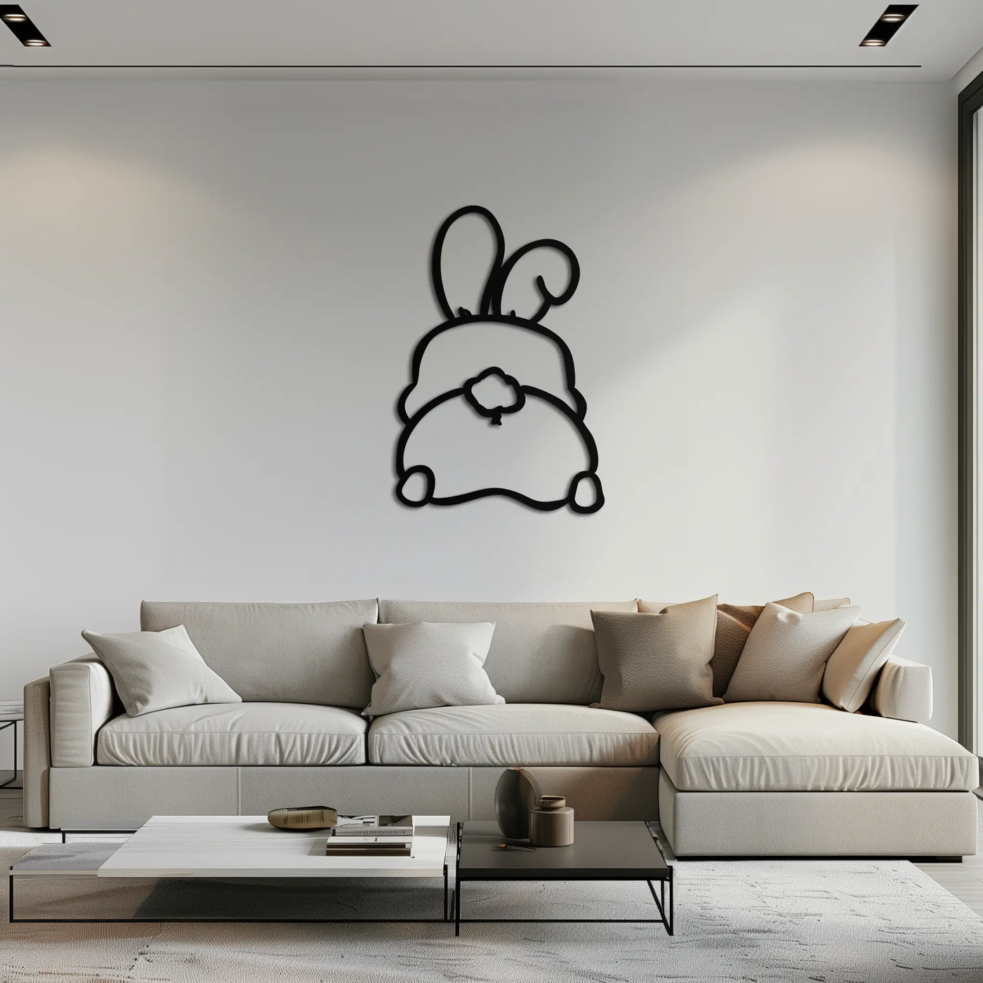 Funny Bunny Butt Metal Wall Art – Playful Easter Rabbit Decor- KAF622 by Enova Art