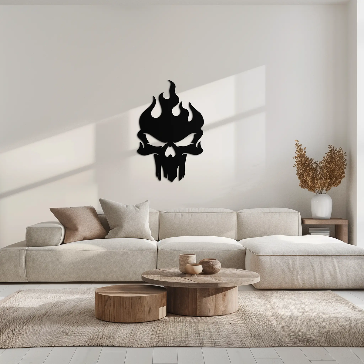 Flaming Skull Metal Wall Art – Bold Gothic Flame Skull Design- KAF623 by Enova Art