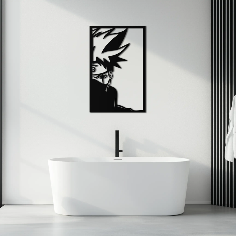 Naruto Inspired Metal Wall Art – Minimalist Ninja Silhouette Panel- KAF624 by Enova Art