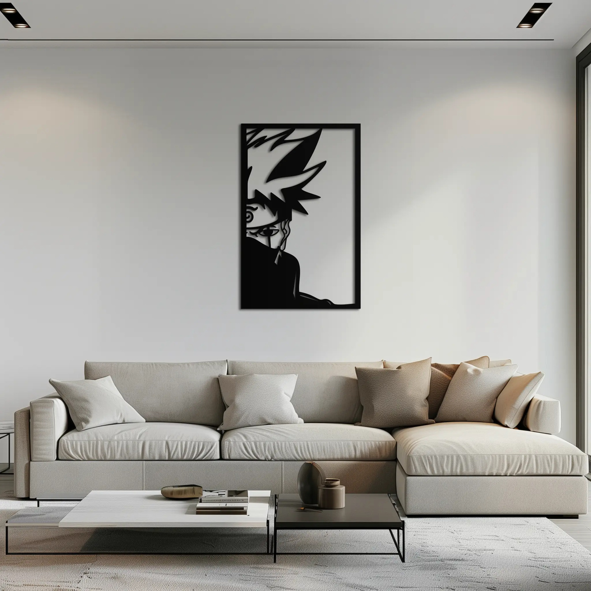 Naruto Inspired Metal Wall Art – Minimalist Ninja Silhouette Panel- KAF624 by Enova Art