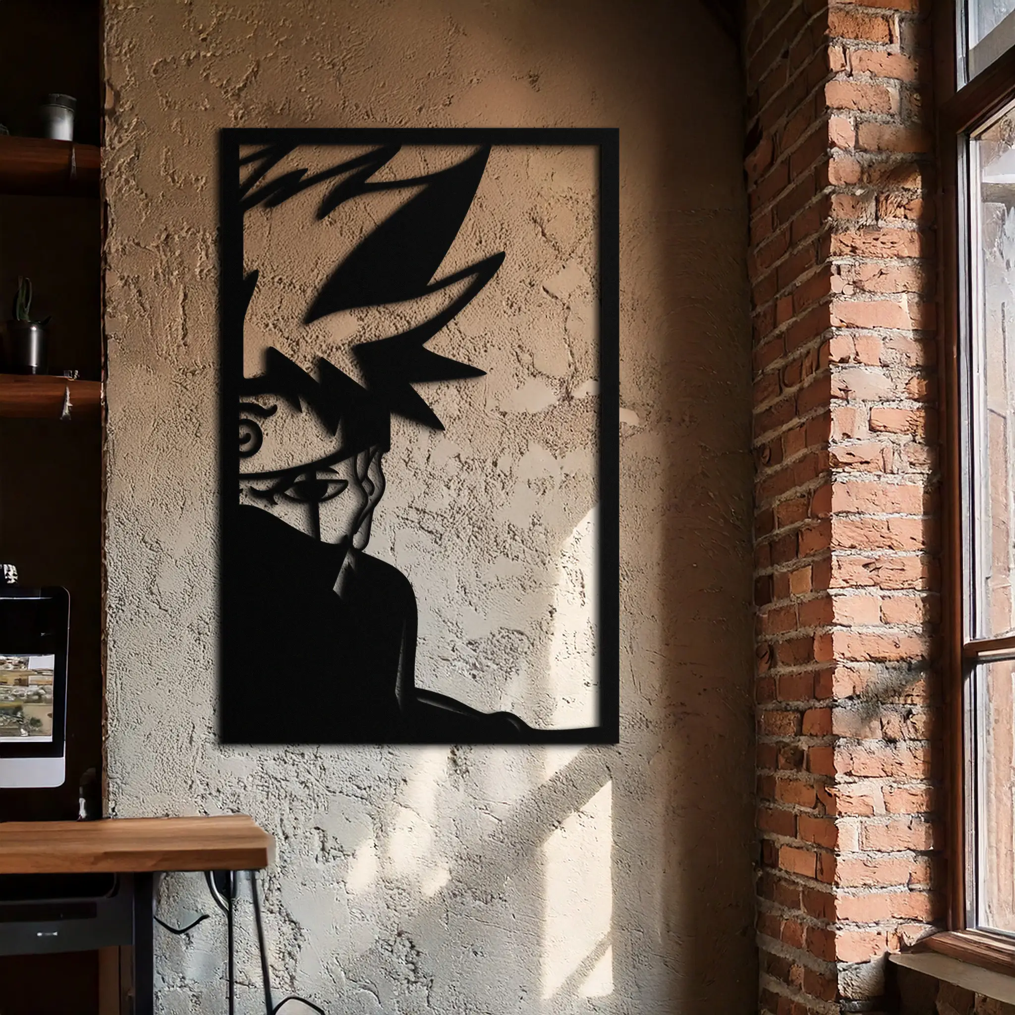 Naruto Inspired Metal Wall Art – Minimalist Ninja Silhouette Panel- KAF624 by Enova Art