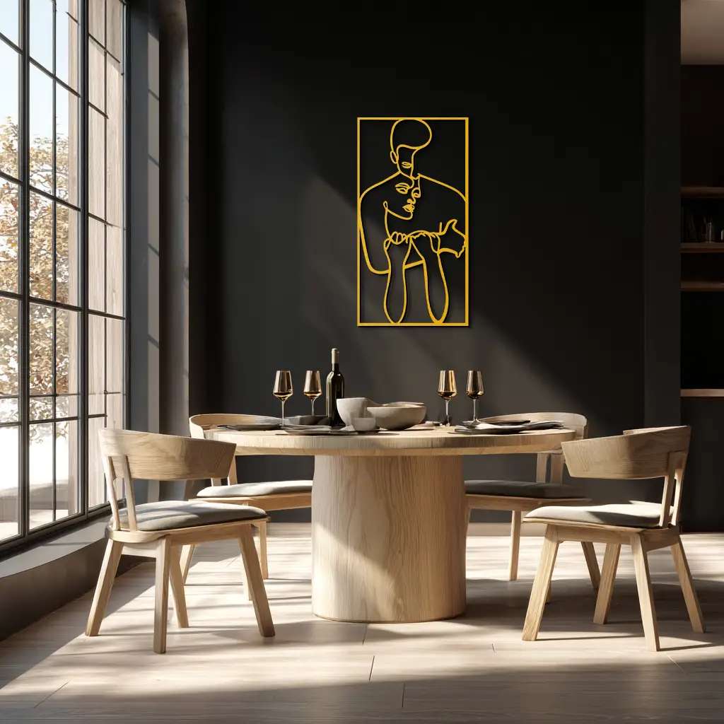 act Couple Line Art Metal Wall Decor Abstr– Modern Minimalist Love Artwork- KAF625 by Enova Art