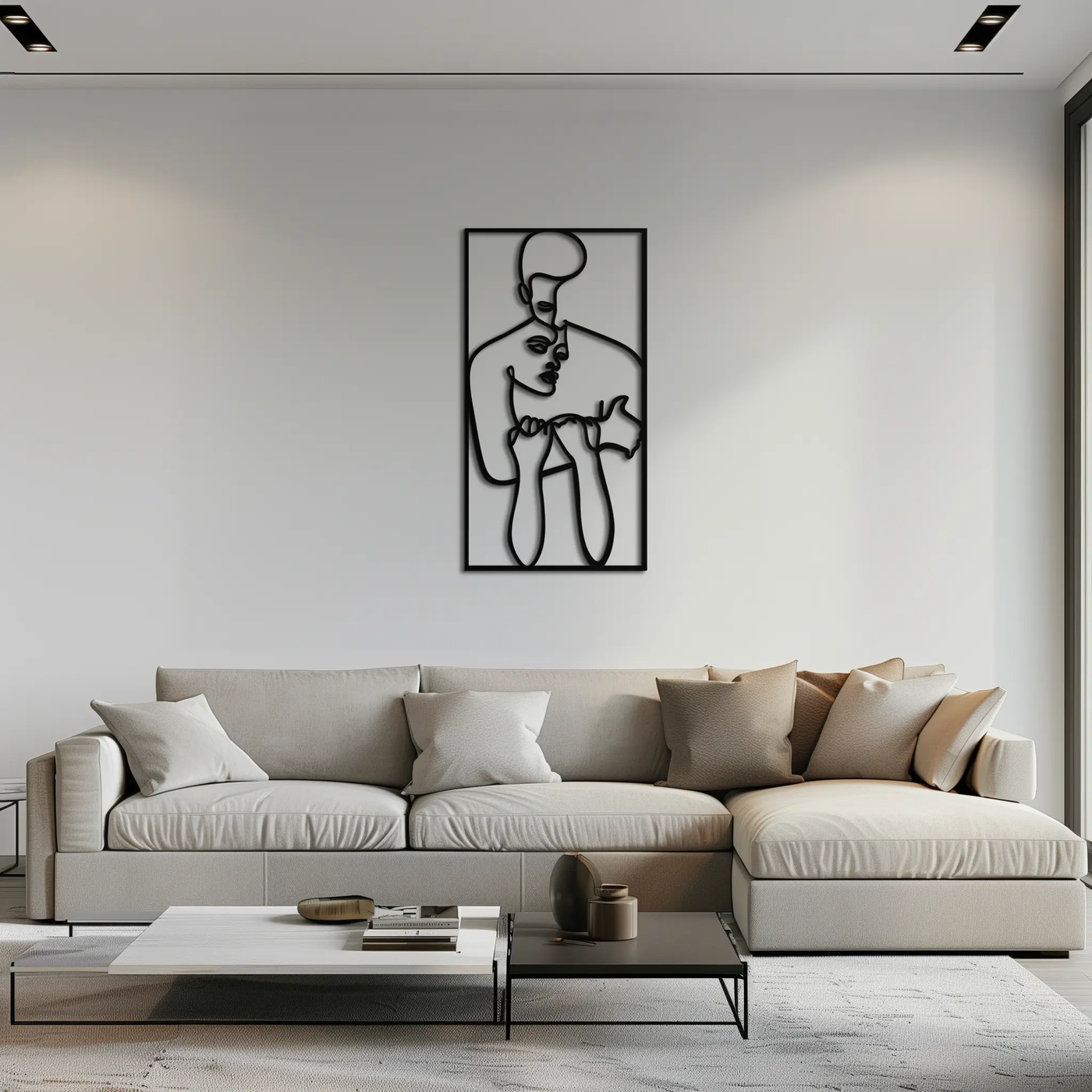 act Couple Line Art Metal Wall Decor Abstr– Modern Minimalist Love Artwork- KAF625 by Enova Art