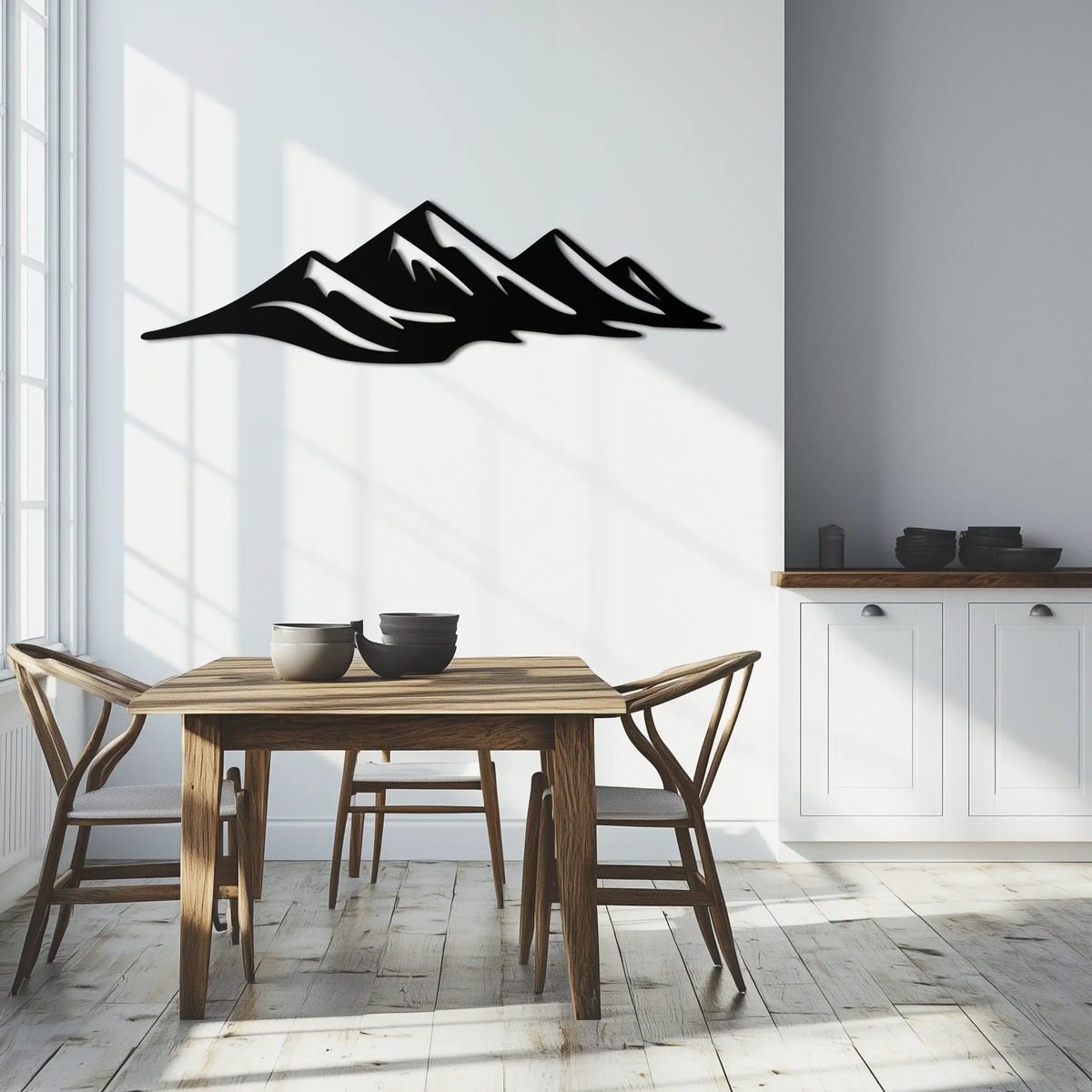 Mountain Silhouette Metal Wall Art – Horizontal Nature-Inspired Panel Decor- KAF627 by Enova Art