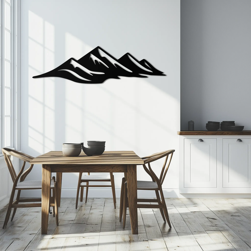 Mountain Silhouette Metal Wall Art – Horizontal Nature-Inspired Panel Decor- KAF627 by Enova Art