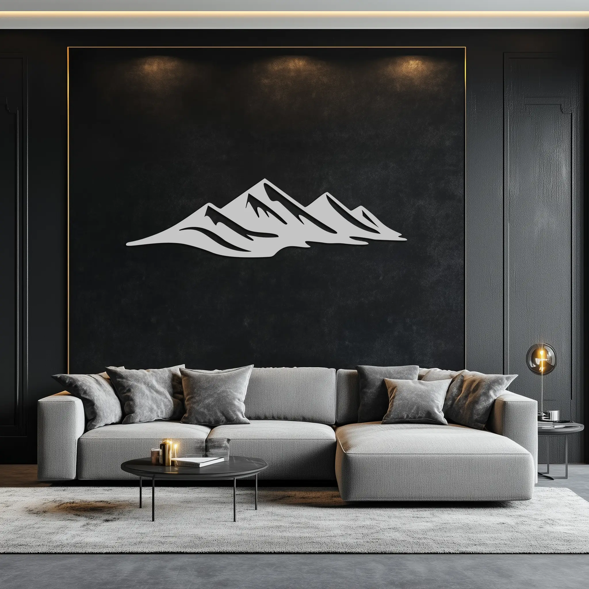 Mountain Silhouette Metal Wall Art – Horizontal Nature-Inspired Panel Decor- KAF627 by Enova Art