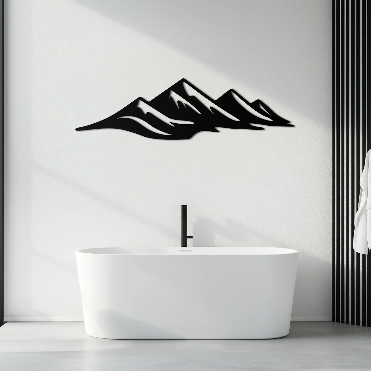 Mountain Silhouette Metal Wall Art – Horizontal Nature-Inspired Panel Decor- KAF627 by Enova Art
