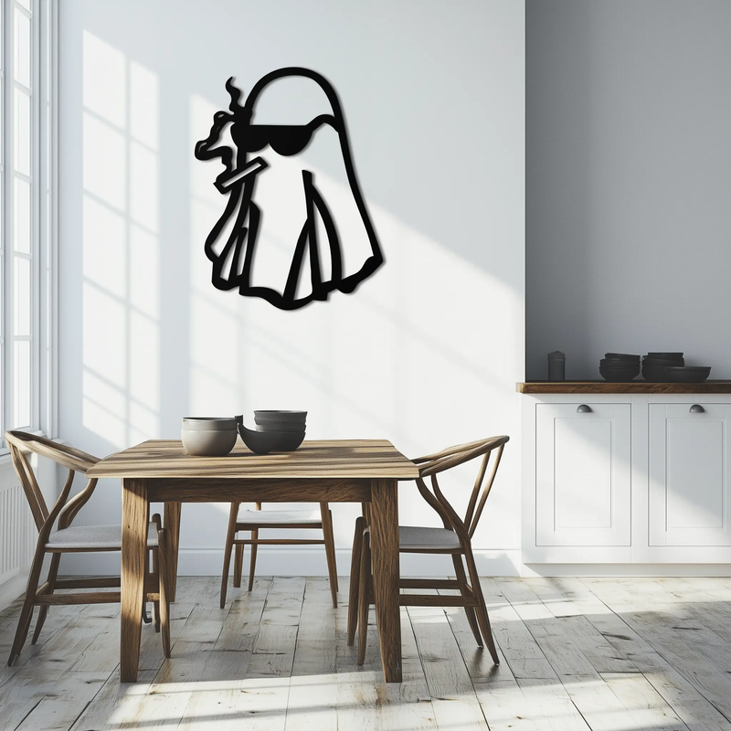 Cool Ghost Metal Wall Art – Smoking Ghost with Sunglasses Modern Decor- KAF629 by Enova Art