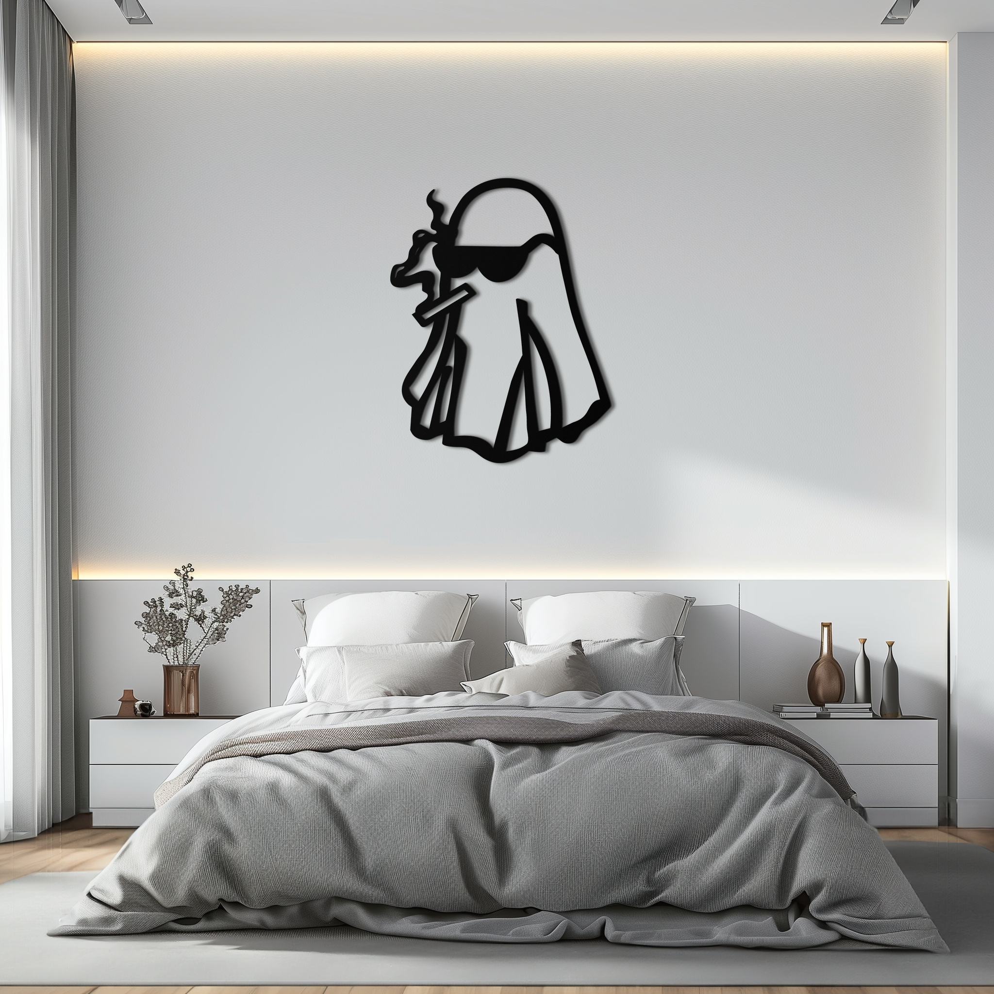 Cool Ghost Metal Wall Art – Smoking Ghost with Sunglasses Modern Decor- KAF629 by Enova Art