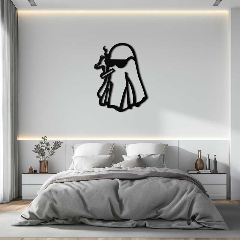 Cool Ghost Metal Wall Art – Smoking Ghost with Sunglasses Modern Decor- KAF629 by Enova Art