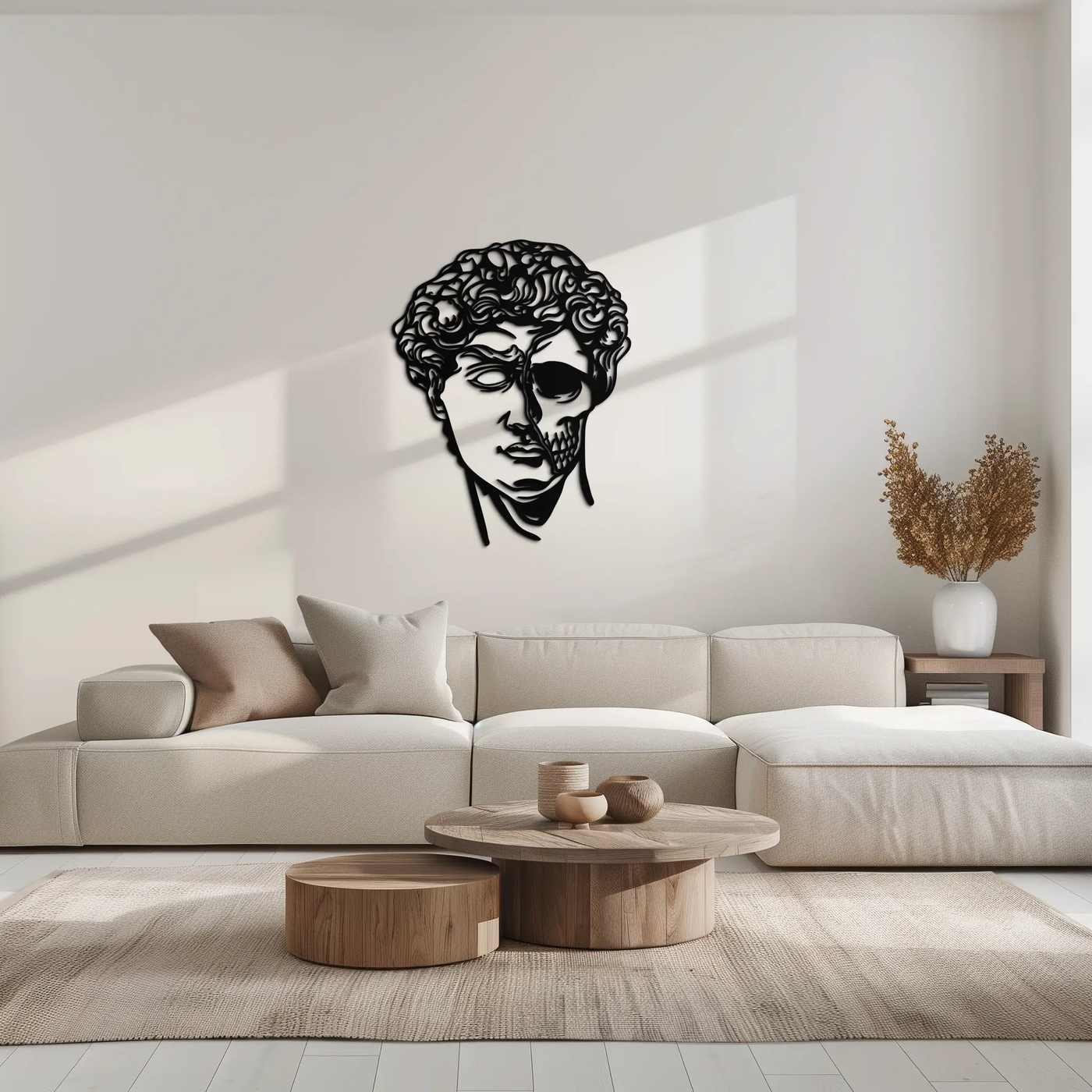 Half Skull David Head Metal Wall Art – Modern Classical Death Fusion Decor- KAF630 by Enova Art