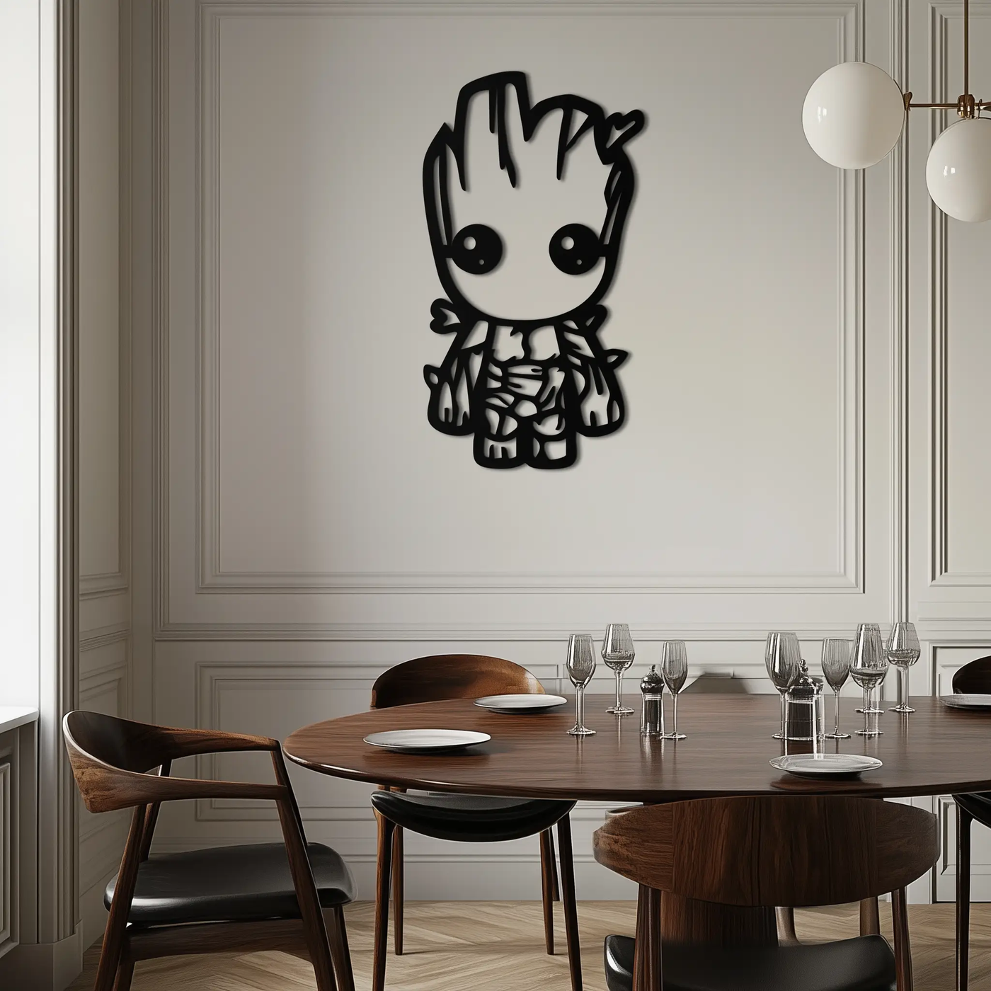 Baby Groot Silhouette Metal Wall Art – Cute Comic Character Metal Decor for Kids and Fans- KAF636 by Enova Art