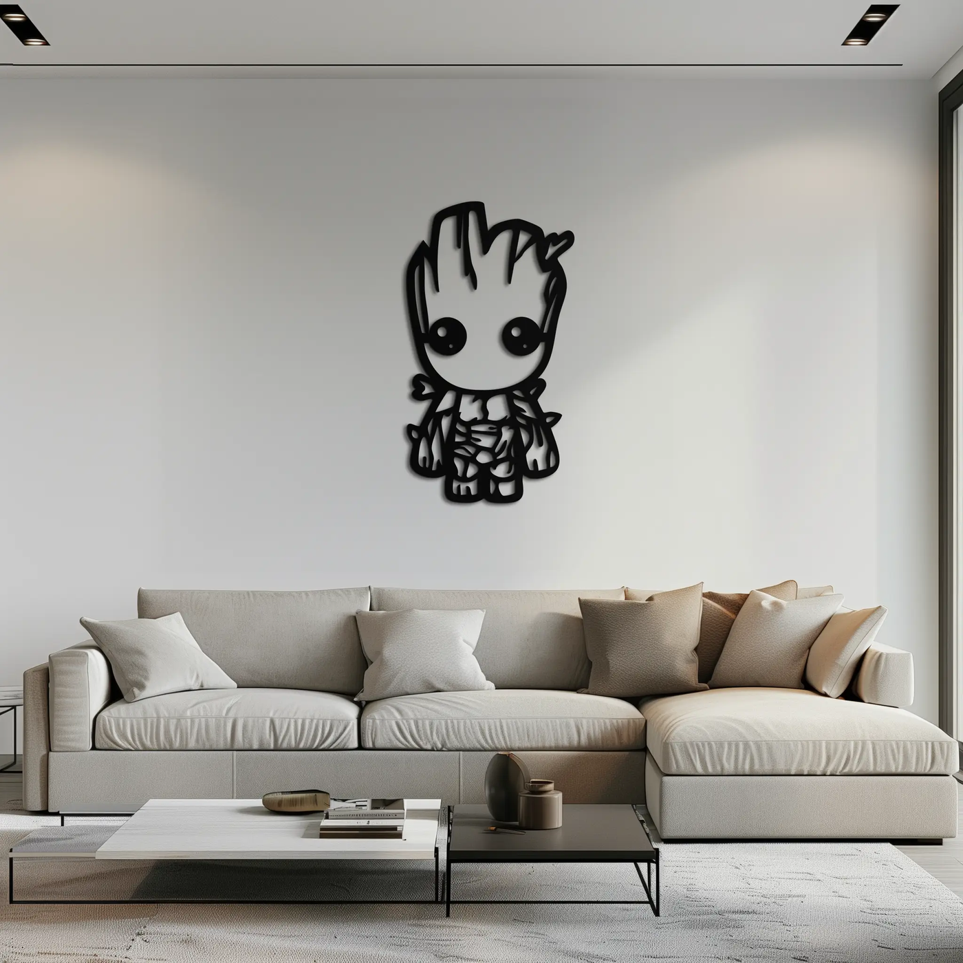 Baby Groot Silhouette Metal Wall Art – Cute Comic Character Metal Decor for Kids and Fans- KAF636 by Enova Art