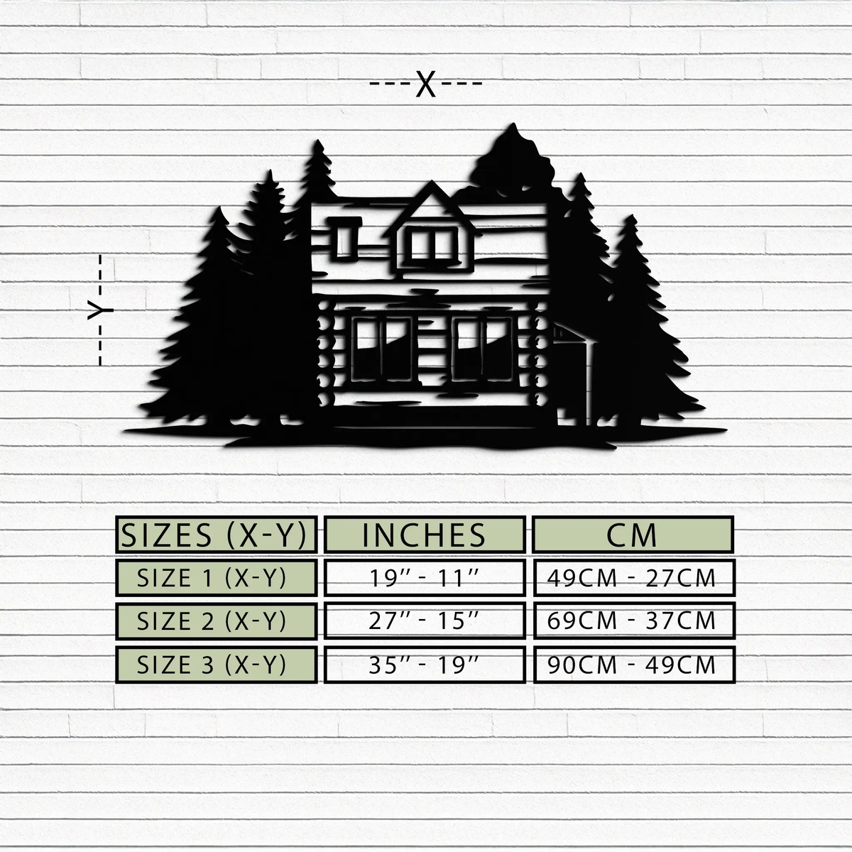 Mountain Log Cabin Metal Wall Art – Nature Inspired Outdoor Wall Decor for Home & Lodge- KAF640 by Enova Art