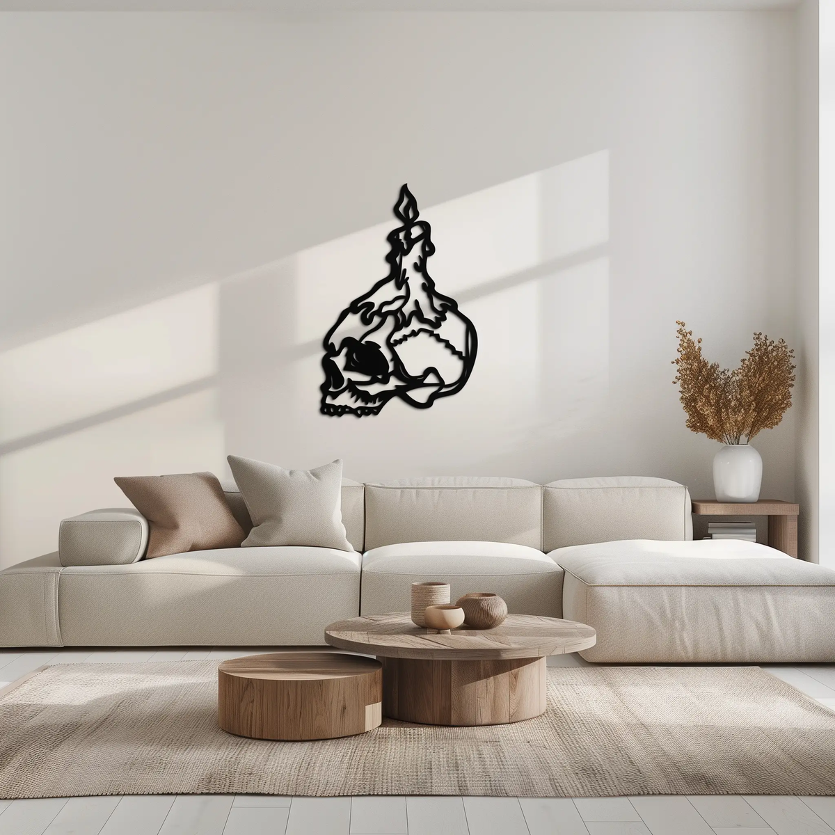 Candle on Skull Gothic Style Metal Wall Art – Dark Themed Home Decor - KAF643 by Enova Art
