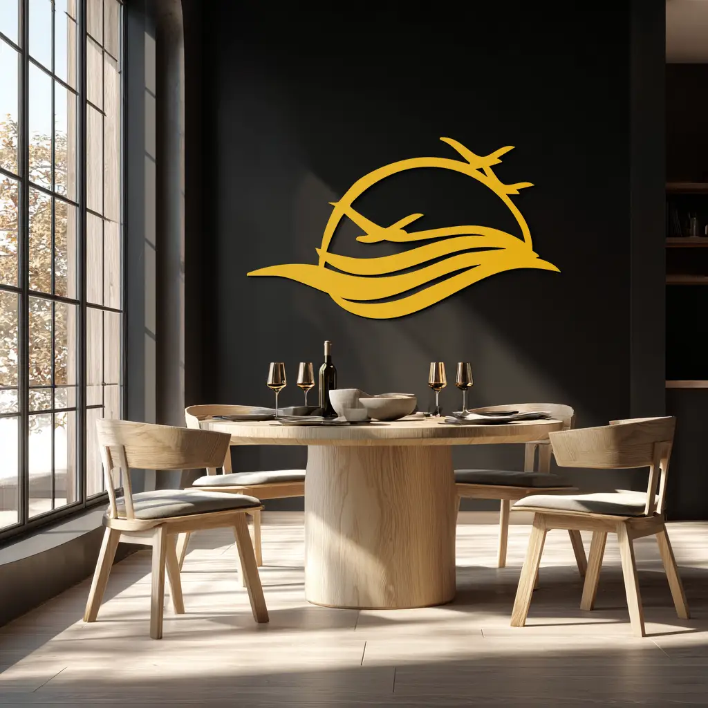 Flying Birds Over Sunset Metal Wall Art – Modern Nature-Inspired Silhouette Decor - KAF644 by Enova Art