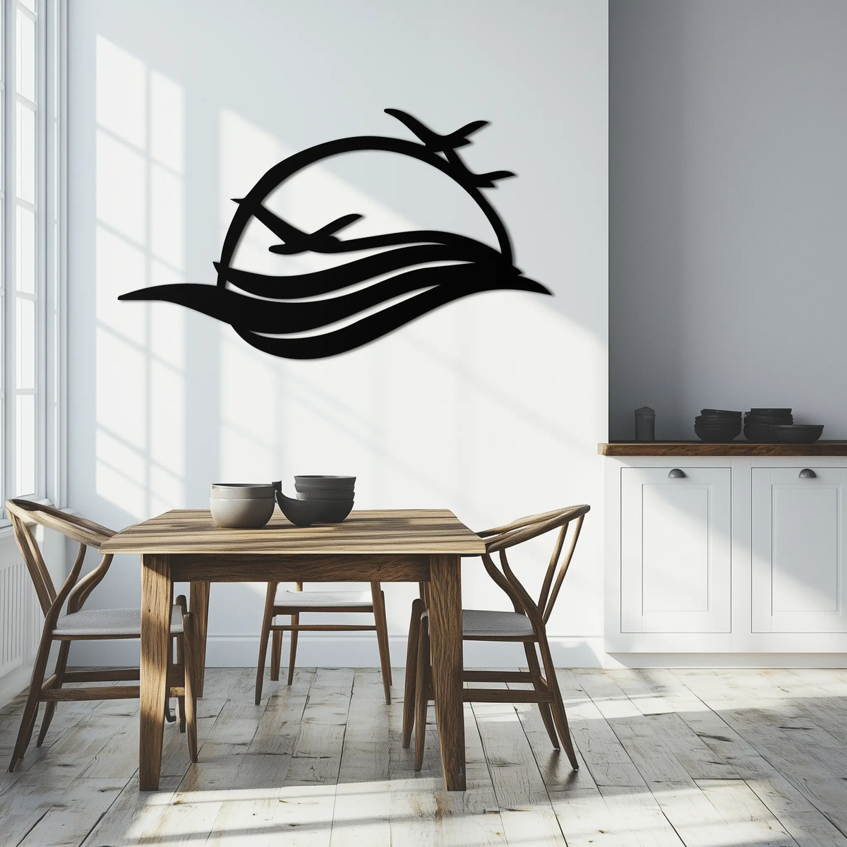 Flying Birds Over Sunset Metal Wall Art – Modern Nature-Inspired Silhouette Decor - KAF644 by Enova Art
