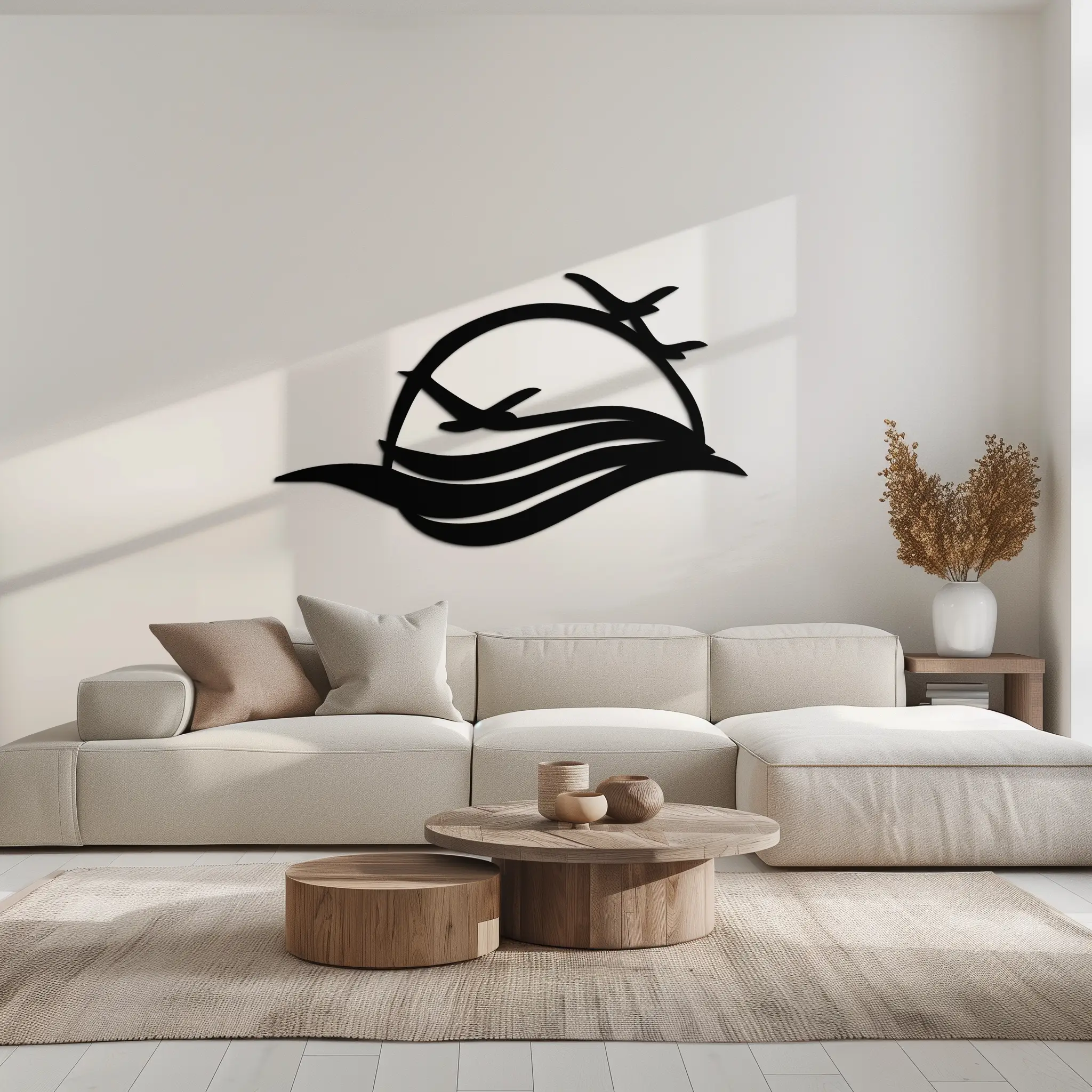 Flying Birds Over Sunset Metal Wall Art – Modern Nature-Inspired Silhouette Decor - KAF644 by Enova Art