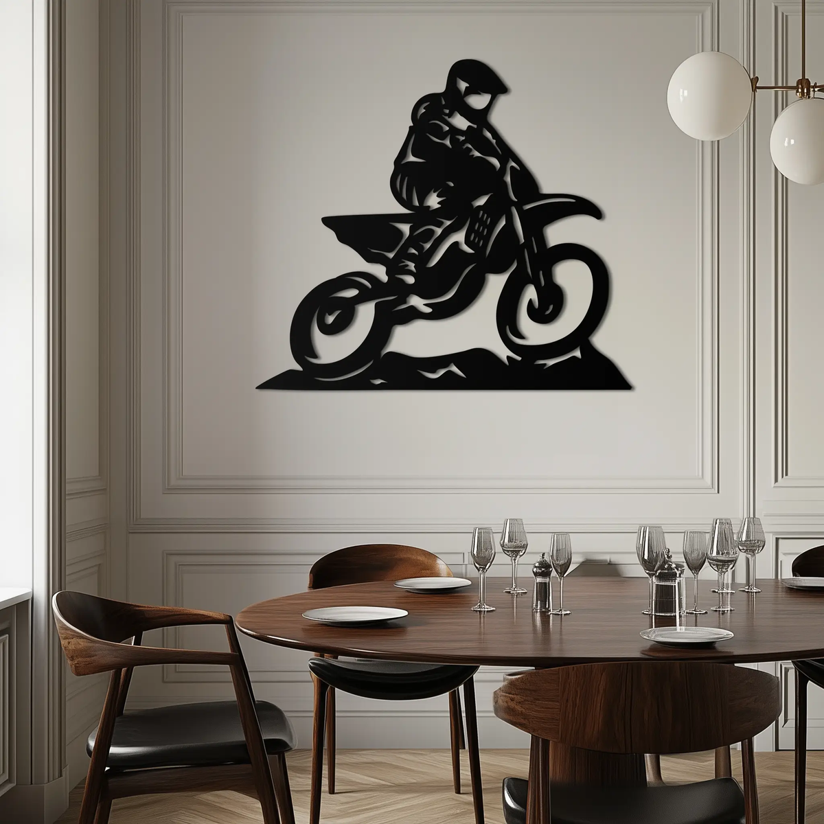 Dynamic Motocross Rider Metal Wall Art – Off-Road Motorcycle Silhouette Decor - KAF645 by Enova Art