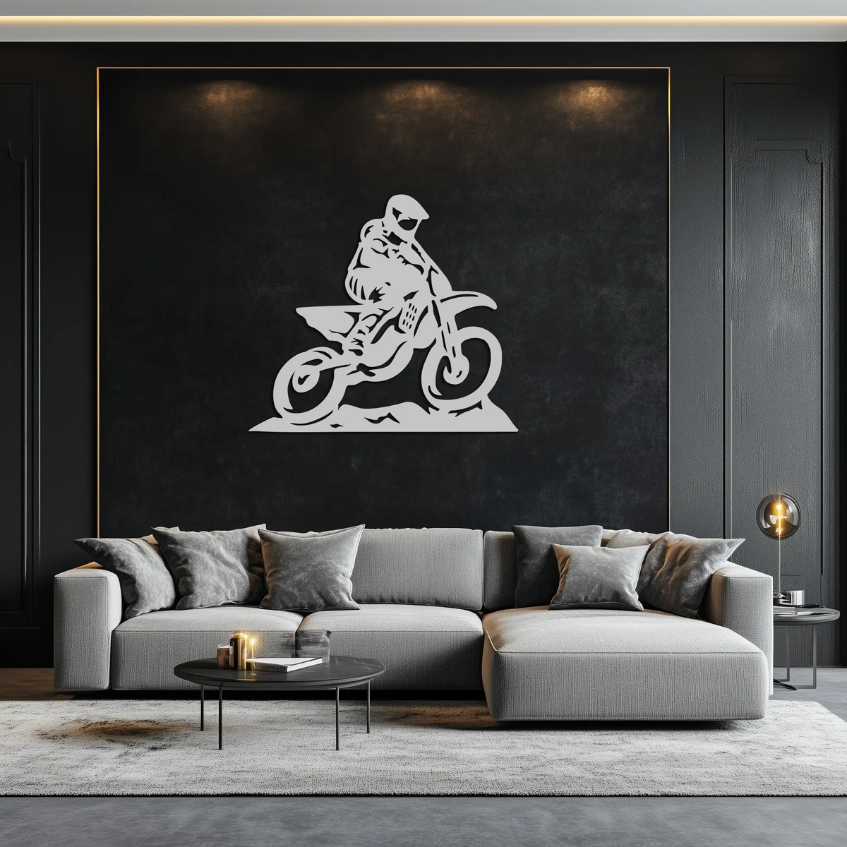 Dynamic Motocross Rider Metal Wall Art – Off-Road Motorcycle Silhouette Decor - KAF645 by Enova Art