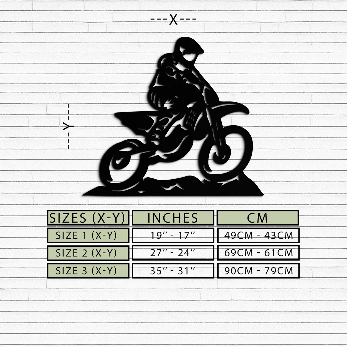 Dynamic Motocross Rider Metal Wall Art – Off-Road Motorcycle Silhouette Decor - KAF645 by Enova Art