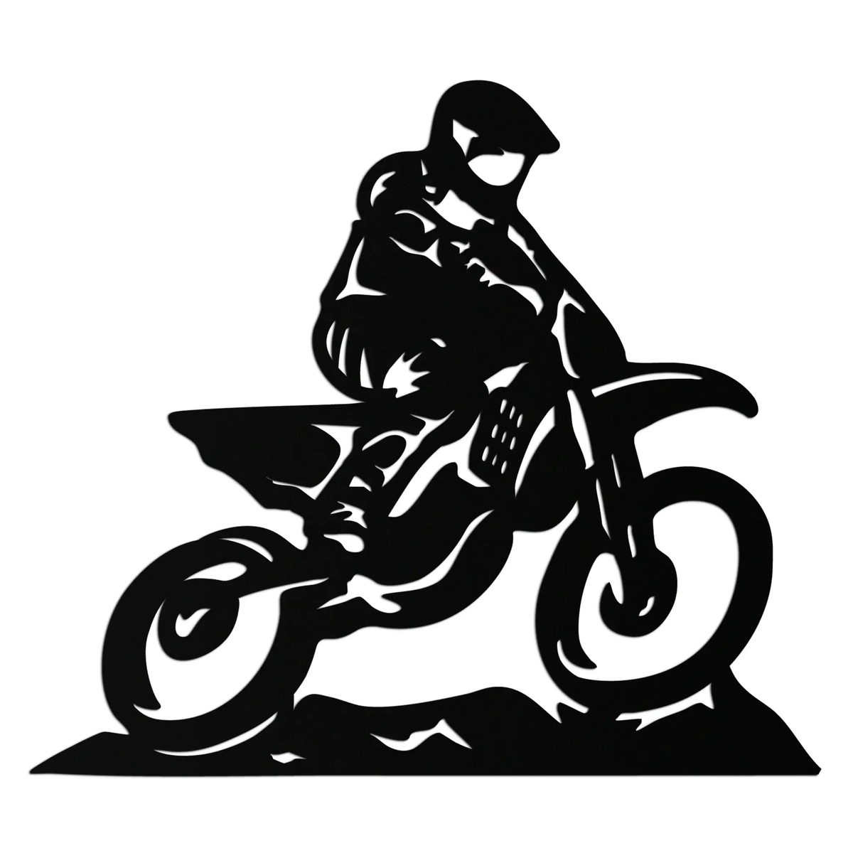 Dynamic Motocross Rider Metal Wall Art – Off-Road Motorcycle Silhouette Decor - KAF645 by Enova Art