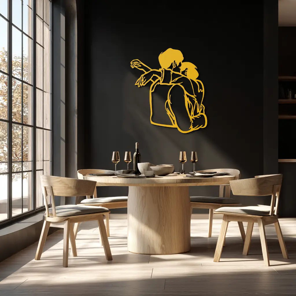Embracing Couple Metal Wall Art – Romantic Silhouette for Modern Interiors- KAF647 by Enova Art