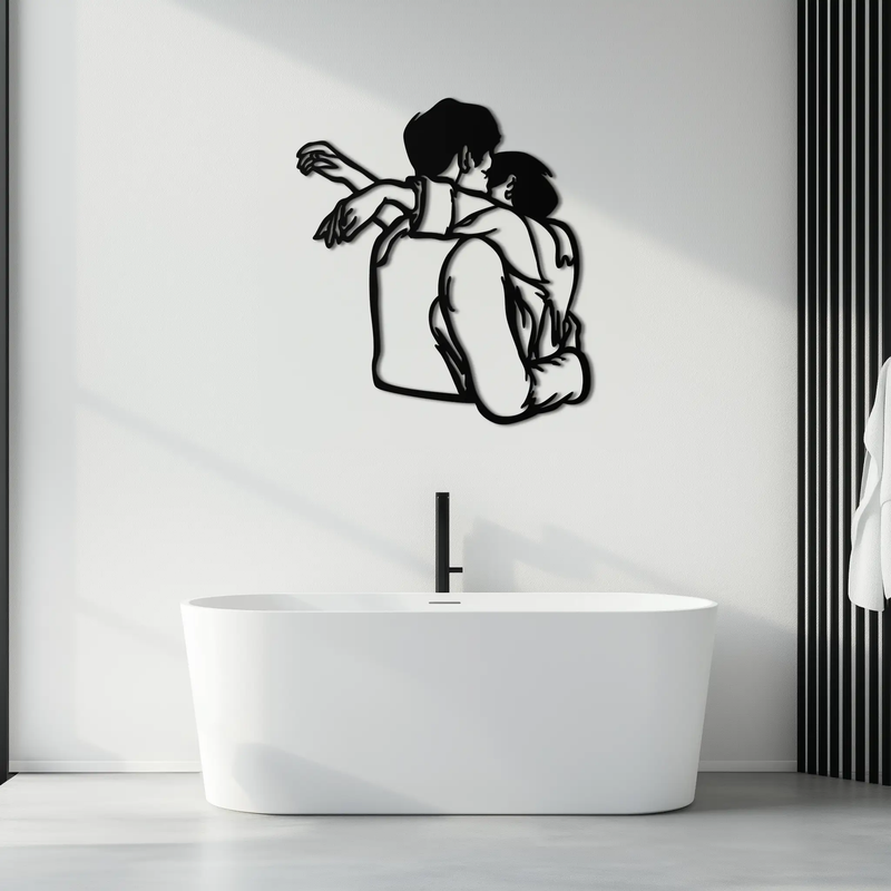Embracing Couple Metal Wall Art – Romantic Silhouette for Modern Interiors- KAF647 by Enova Art