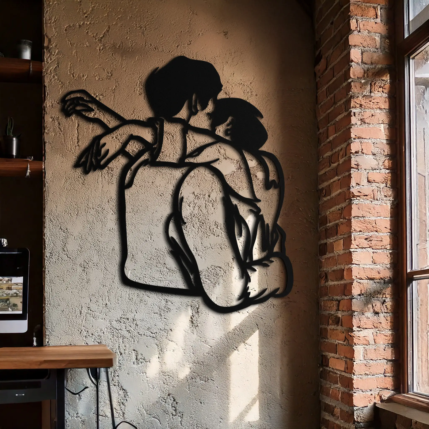 Embracing Couple Metal Wall Art – Romantic Silhouette for Modern Interiors- KAF647 by Enova Art