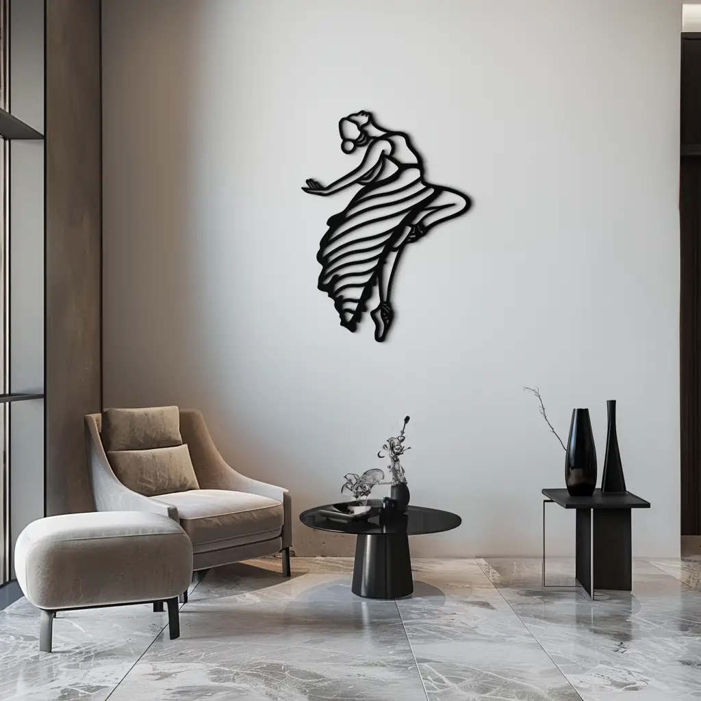 Dancing Woman Metal Wall Art – Graceful Silhouette Décor for Artistic Spaces- KAF648 by Enova Art