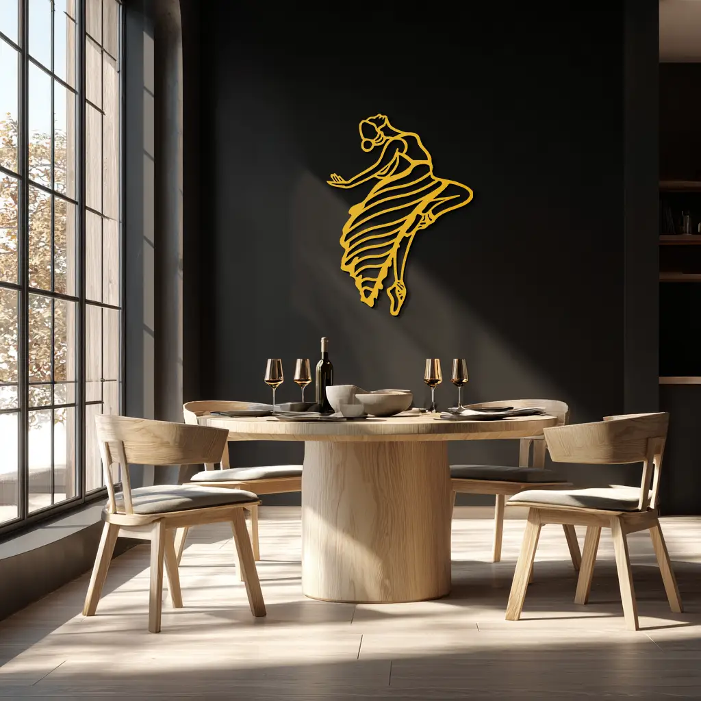 Dancing Woman Metal Wall Art – Graceful Silhouette Décor for Artistic Spaces- KAF648 by Enova Art