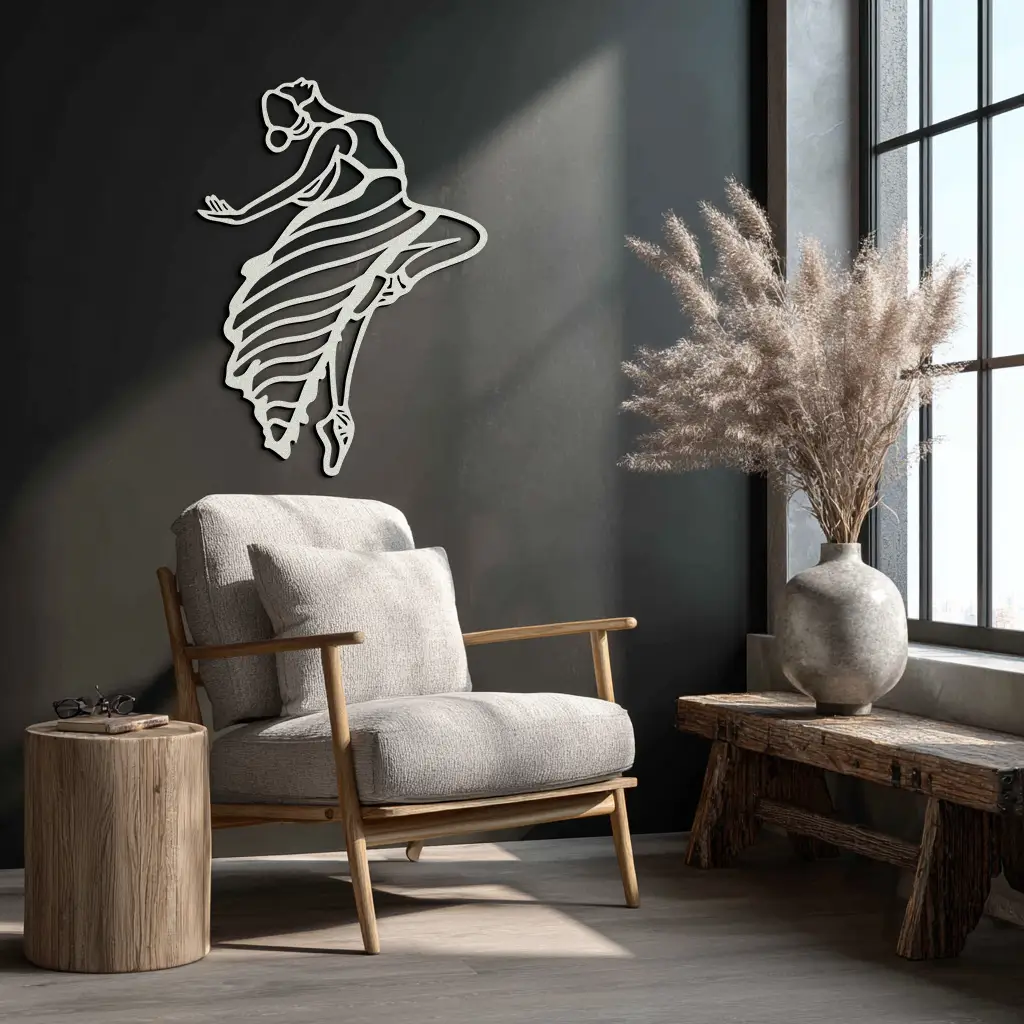 Dancing Woman Metal Wall Art – Graceful Silhouette Décor for Artistic Spaces- KAF648 by Enova Art