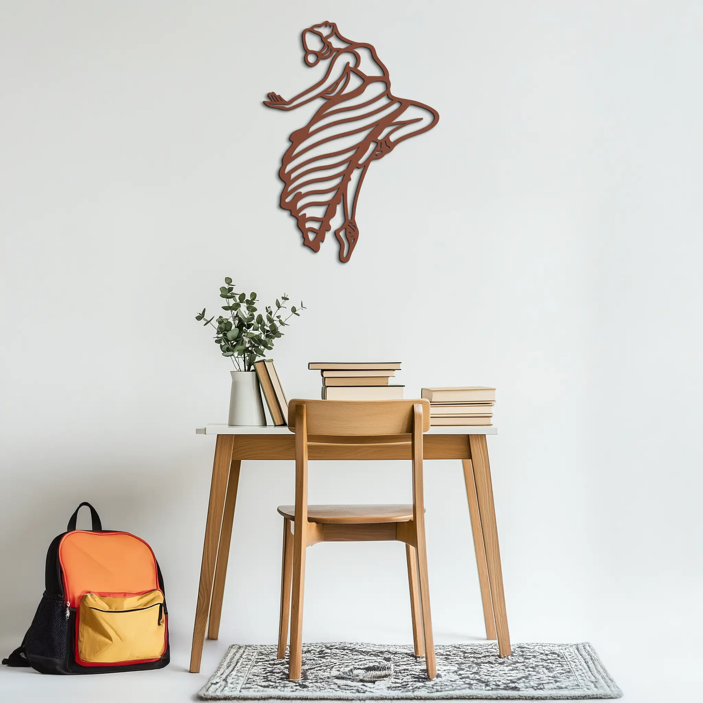Dancing Woman Metal Wall Art – Graceful Silhouette Décor for Artistic Spaces- KAF648 by Enova Art