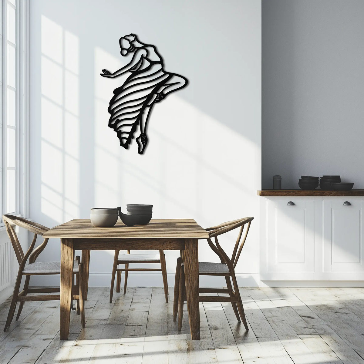 Dancing Woman Metal Wall Art – Graceful Silhouette Décor for Artistic Spaces- KAF648 by Enova Art